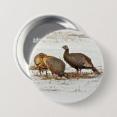 Wilde Truthähne im Schnee Button (Vorne & Hinten)