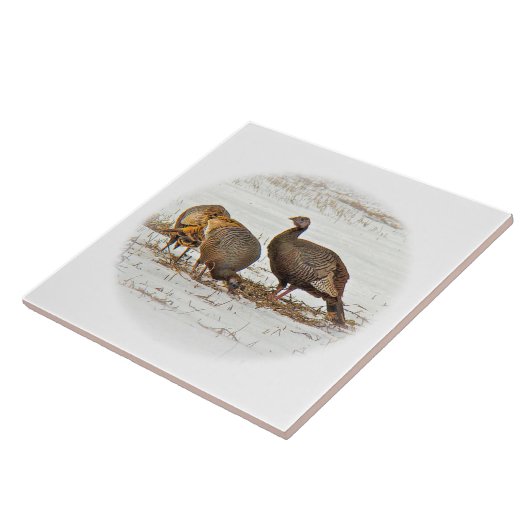 Wilde Truthähne im Schnee Fliese (Seite)