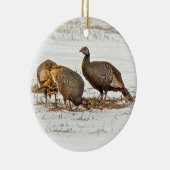 Wilde Truthähne im Schnee Keramikornament (Rechts)