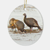Wilde Truthähne im Schnee Keramikornament (Links)