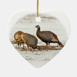 Wilde Truthühner im Schnee Keramik Ornament