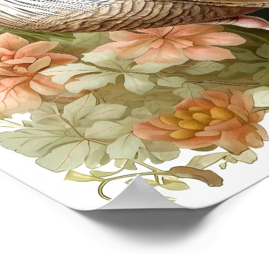 Wilde Truthühner in Wiesenmalerei Poster (Ecke)