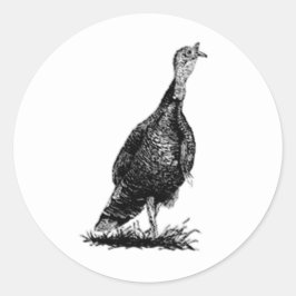 Wilde Türkei (line art) Runder Aufkleber