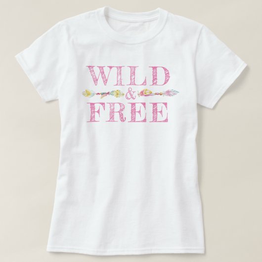 Wilde u. freie Federn und Perlen boho T-Shirt (Design vorne)