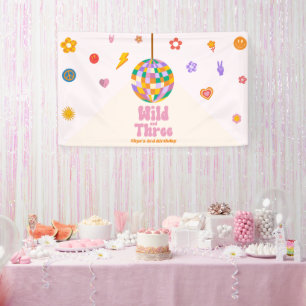 Wilde und Drei Disco Ball 3. Geburtstagsfeier Banner