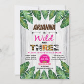 Wilde und drei Geburtstagseinladung. Dschungel Einladung (Vorderseite)