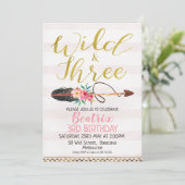 Wilde und drei Mädchen 3. Geburtstag Einladung (Stehend Vorderseite)