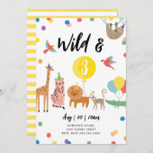 Wilde und drei Party Tiere Einladung zum Geburtsta (Vorne/Hinten)