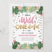 Wilde und einsame Safari Wild One Girl Birthday Einladung (Vorderseite)