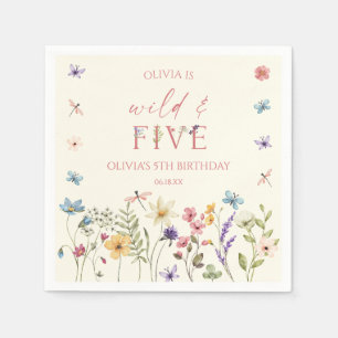 Wilde und Five Wildflower 5. Geburtstagsfeier Serviette