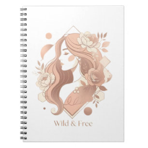 Wilde und freie ästhetische Boho-Linienkunst Fraue Notizblock