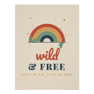 Wilde und freie Boho-Regenbogen-Kinderzimmer-Wand Poster