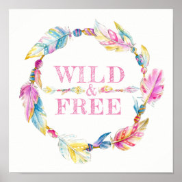 Wilde und freie Federperle Aquarellkunstposter Poster