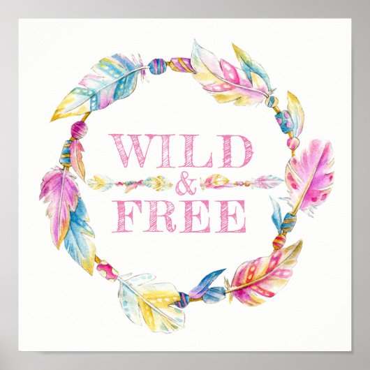 Wilde und freie Federperle Aquarellkunstposter Poster (Vorne)