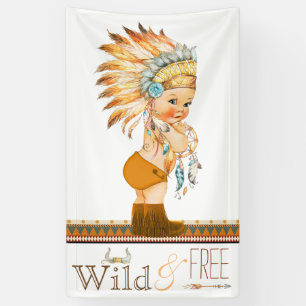 Wilde und freie Jungs-Stammes-Baby-Party Banner