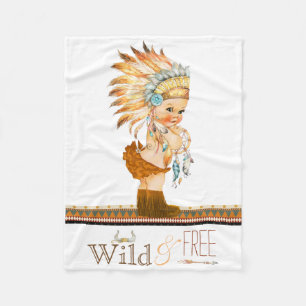 Wilde und freie Mädchen Tribal Baby Fleecedecke