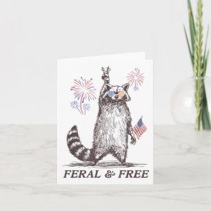 Wilde und freie Raccoon, Funny Raccoon 4. Juli Karte