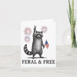 Wilde und freie Raccoon, Funny Raccoon 4. Juli Karte