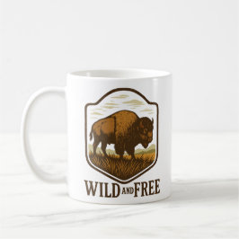 Wilde und freie Vintage Bison Artwork Kaffeetasse