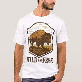 Wilde und freie Vintage Bison Artwork T-Shirt
