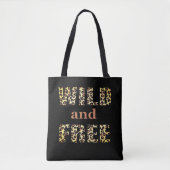 Wilde und freie Word Kunst im Leopard-Muster Tasche (Vorderseite)
