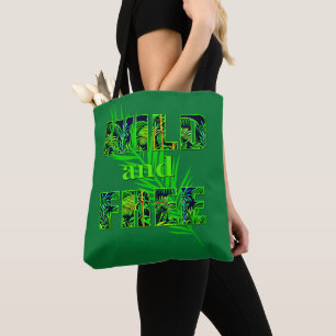 Wilde und freie Word Kunst mit Dschungel-Pflanze Tasche