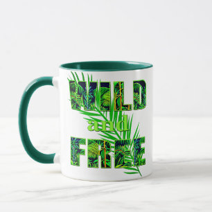 Wilde und freie Word Kunst mit Dschungel-Pflanze Tasse