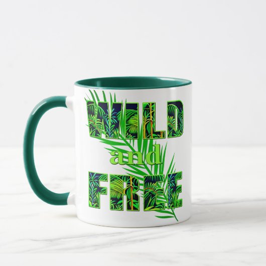 Wilde und freie Word Kunst mit Dschungel-Pflanze Tasse (Links)