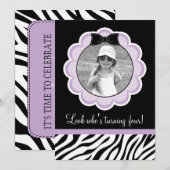 Wilde und Fun Zebra Geburtstagsparty Einladung (Vorne/Hinten)