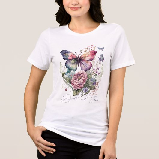 Wilde und gratis Schmetterlingsflora wild lebende Tri-Blend Shirt (Vorderseite)