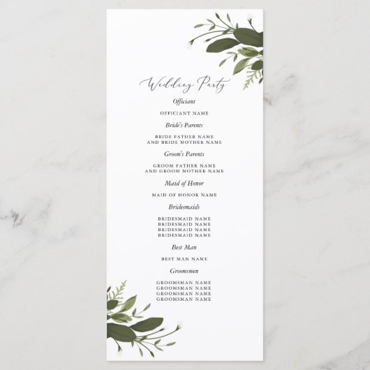 Wilde und grüne Hochzeiten Programm (Rückseite)