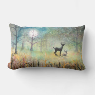 Wilde und Kaninchen Wasserfarben Fantasy Wildlife Lendenkissen