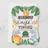 Wilde und kostenlose 3. Geburtstagsfeier Einladung (Vorderseite)