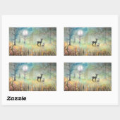 Wilde und Rabbit Fantasy Wildlife Art Rechteckiger Aufkleber (Blatt)
