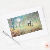 Wilde und Rabbit Fantasy Wildlife Art Rechteckiger Aufkleber (Umschlag)