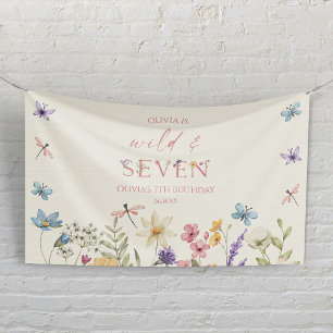 Wilde und Siebte Wildblumen 7. Geburtstagsfeier Banner