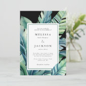 Wilde und tropische Blätter Exotic Foliage Dark Einladung (Stehend Vorderseite)