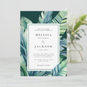 Wilde und tropische Blätter Exotic Foliage Green Einladung (Stehend Vorderseite)