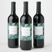 Wilde und tropische Blätter Exotic Foliage Green Weinetikett (Flaschen)