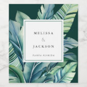 Wilde und tropische Blätter Exotic Foliage Green Weinetikett (Einzelnes Label)