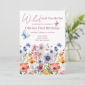 Wilde und wundervolle 1. Geburtstagsfeier Einladung (Stehend Vorderseite)