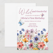 Wilde und wundervolle 1. Geburtstagsfeier Einladung (Vorne/Hinten)