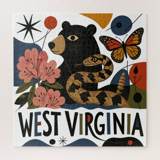 Wilde und wundervolle West Virginia-Folkart Puzzle (Vertikal)
