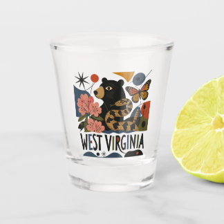 Wilde und wundervolle West Virginia-Folkart Schnapsglas