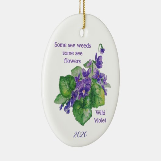 Wilde Violet-Blume Einige sehen Unkräuter Inspirat Keramik Ornament (Rechts)