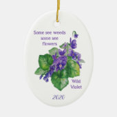 Wilde Violet-Blume Einige sehen Unkräuter Inspirat Keramik Ornament (Vorne)