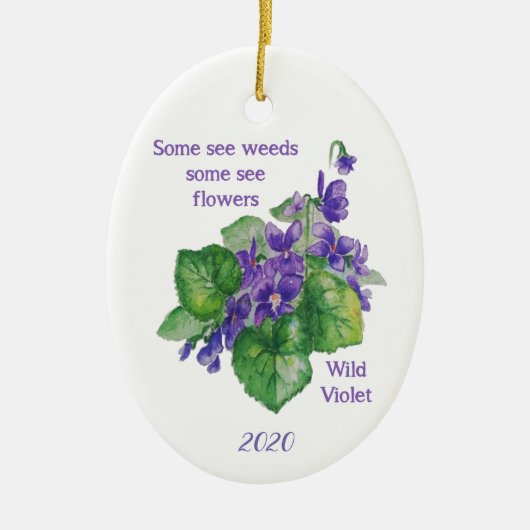 Wilde Violet-Blume Einige sehen Unkräuter Inspirat Keramik Ornament (Vorne)