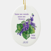 Wilde Violet-Blume Einige sehen Unkräuter Inspirat Keramik Ornament (Hinten)