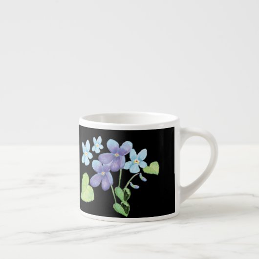 Wilde Violet-Blume Illustration Black Espressotasse (Rechts)