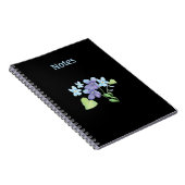 Wilde Violet-Blume Illustration Black Notizblock (Rechte Seite)